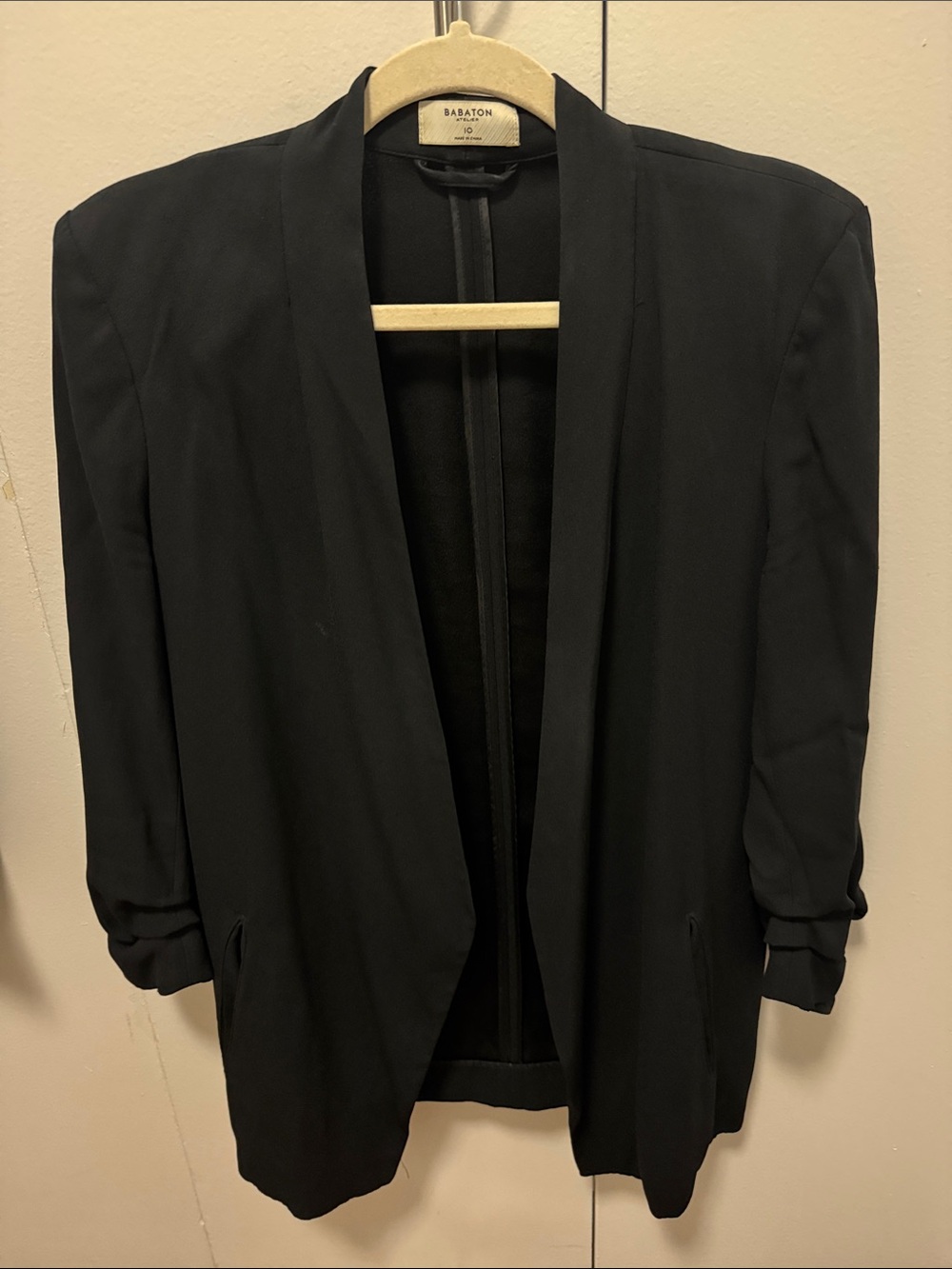 Babaton Black Open-Front Draped Blazer